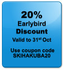 20% Earlybird  Discount Valid to 31st Oct   Use coupon code SKIHAKUBA20